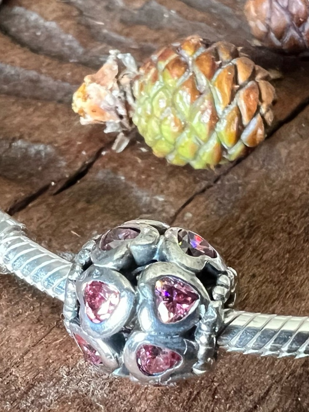 Authentic Pandora Charm Love All Around Pink Hearts Bead CZ Love Love